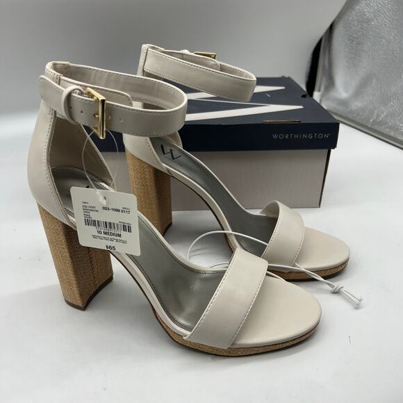 Worthington Womens Lynch Heeled Sandals Ivory Size 10M - Picture 3 of 16